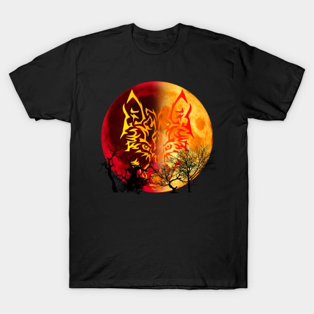 red moon wolf 2 T-Shirt by medo art 1